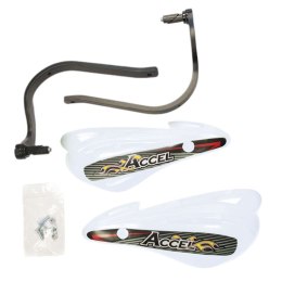 ACCEL OSŁONY RĄK (HANDBARY) Z MOCOWANIEM ALUMINIOWYM ATV (22+28MM) (ALU-CZARNY, PLASTIK-BIAŁY)