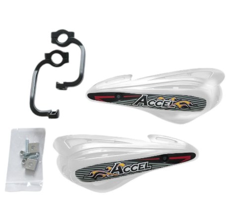 ACCEL OSŁONY RĄK (HANDBARY) Z MOCOWANIEM ALUMINIOWYM MX (22+28MM) (ALU-CZARNY, PLASTIK-BIAŁY)