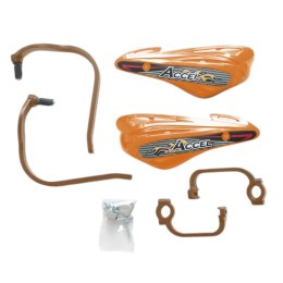 ACCEL OSŁONY RĄK (HANDBARY) Z MOCOWANIEM ALUMINIOWYM STRONG (22+28MM) MOCOWANIE 2 PUNKTOWE (ALU-POMARAŃCZOWY, PLASTIK-POMARAŃCZO