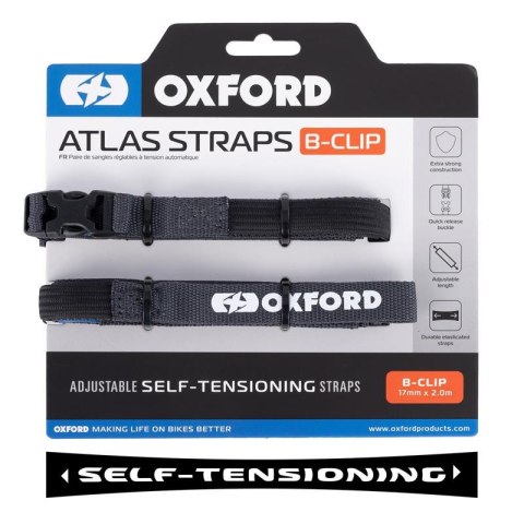 OXFORD PASY TRANSPORTOWE ATLAS B-CLIP 17mm x 2M 2 SZTUKI W ZESTAWIE KOLOR SZARY