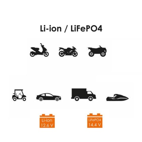 BIKETEC ŁADOWARKA INTELIGENTNA DO AKUMULATORÓW LITOWO-JONOWYCH LITHIUM, LI-ION, LIFEPO4 W MOTOCYKLACH ,SAMOCHODACH, SKUTERACH I 