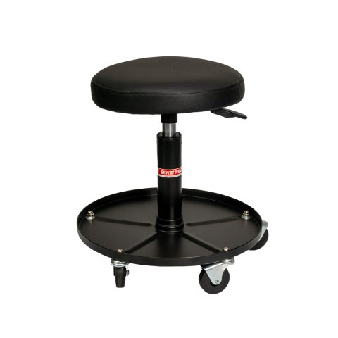 BIKETEC PRO KRZESŁO WARSZTATOWE Z SIŁOWNIKIEM I POJEMNIKIEM NA CZĘŚCI (WORKSHOP AIR SEAT) KOLOR CZARNY