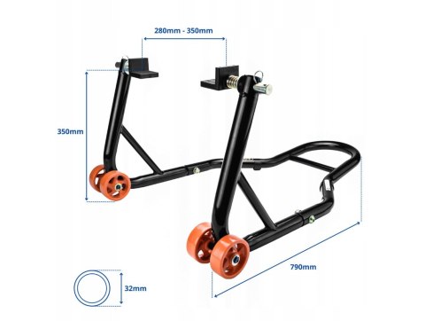 BIKETEC PROMOCJA PODNOŚNIK STOJAK MOTOCYKLOWY BIKER (PRZÓD/TYŁ) TYP-L POD WAHACZ KOMPLET