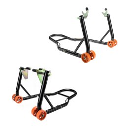 BIKETEC PROMOCJA PODNOŚNIK STOJAK MOTOCYKLOWY BIKER (PRZÓD/TYŁ) TYP-V (ROLKI) KOMPLET