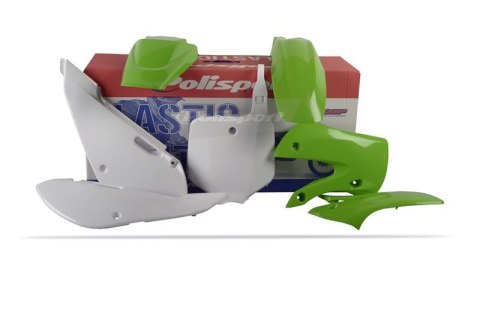 POLISPORT KOMPLET PLASTIKÓW KAWASAKI KX 65 '00-'25 W ZESTAWIE TABLICA PRZEDNIA (8661500010) KOLOR ZIELONO BIAŁY OEM