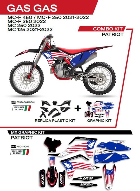 UFO KOMPLET PLASTIKÓW GGKIT702001 PLUS KOMPLET NAKLEJEK (OKLEIN) GAS GAS MC 125 '21-'22; MC 250 '22; MCF 250/350/450 '21-'22 W Z