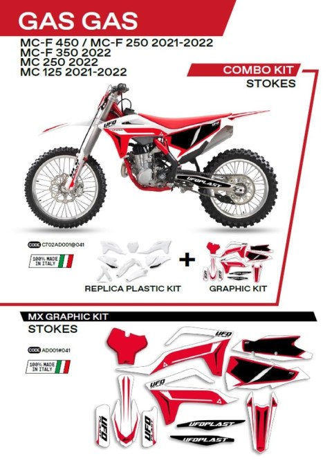 UFO KOMPLET PLASTIKÓW GGKIT702041 PLUS KOMPLET NAKLEJEK (OKLEIN) GAS GAS MC 125 '21-'22; MC 250 '22; MCF 250/350/450 '21-'22 W Z