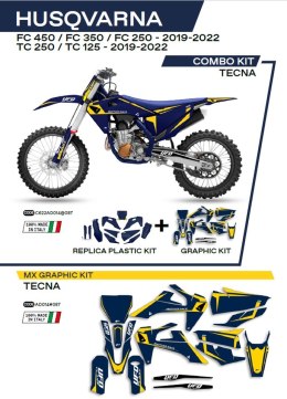 UFO KOMPLET PLASTIKÓW HUKIT622087 PLUS KOMPLET NAKLEJEK (OKLEIN) HUSQVARNA TC 125/250 '19-'22; FC 250/350/450 '19-'22 W ZESTAWIE