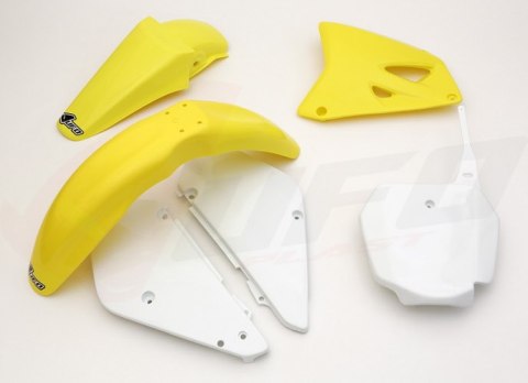 UFO KOMPLET PLASTIKÓW SUZUKI RM 85 '00-'24 KOLOR OEM '00-'15 I '18-'20 OEM (BIAŁY/ŻÓŁTY) (SU405E999)
