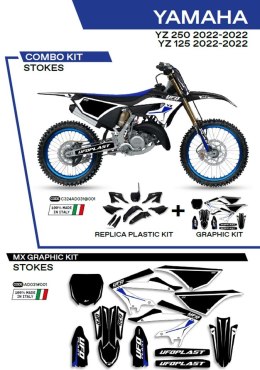 UFO KOMPLET PLASTIKÓW YAKIT324001 PLUS KOMPLET NAKLEJEK (OKLEIN) YAMAHA YZ 125/250 '22-'26, W ZESTAWIE PRZEDNIA TABLICA (YA04860