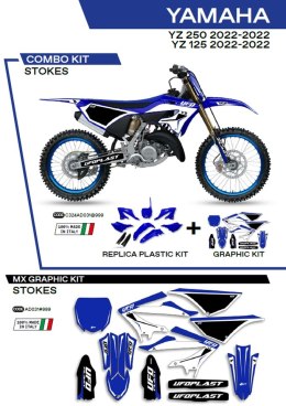 UFO KOMPLET PLASTIKÓW YAKIT324999 PLUS KOMPLET NAKLEJEK (OKLEIN) YAMAHA YZ 125/250 '22-'26, W ZESTAWIE PRZEDNIA TABLICA (YA04860