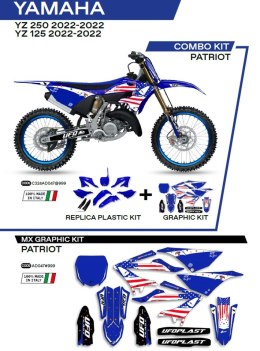UFO KOMPLET PLASTIKÓW YAKIT324999 PLUS KOMPLET NAKLEJEK (OKLEIN) YAMAHA YZ 125/250 '22 W ZESTAWIE PRZEDNIA TABLICA (YA04860) ORA