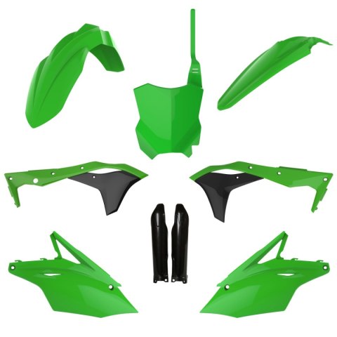 POLISPORT KOMPLET PLASTIKÓW (FULL KIT) KAWASAKI KX 250F '17-'20 W ZESTAWIE TABLICA PRZEDNIA (8665900001) I OSŁONY AMORTYZARORÓW 