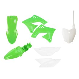 POLISPORT KOMPLET PLASTIKÓW KAWASAKI KLX 110 '10-'24 W ZESTAWIE TABLICA PRZEDNIA (8672700001) KOLOR ZIELONO BIAŁY OEM