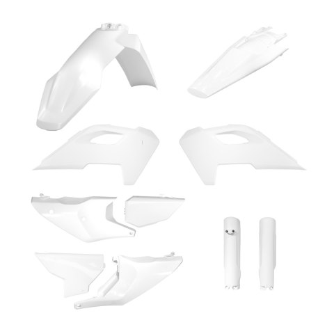 POLISPORT WYPRZEDAŻ KOMPLET PLASTIKÓW (FULL KIT) HUSQVARNA TE/FE TPI '24-'25 W ZESTAWIE OSŁONY AMORTYZATORÓW KOLOR BIAŁY OEM