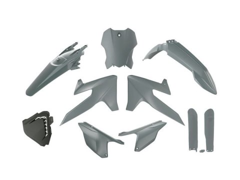 RACETECH (RTECH) 2025/12 KOMPLET PLASTIKÓW Z OSŁONAMI TELESKOPÓW TRIUMPH TF 250 X '24-'26, TF 450 RC '25-'26 KOLOR SZARY