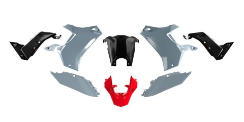 RACETECH (RTECH) KOMPLET PLASTIKÓW (BEZ PRZEDNIEGO BŁOTNIKA) T7 REVOLUTION YAMAHA TENERE 700 '19-'24 KOLOR SZARY/CZARNY/CZERWONY