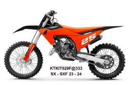 UFO 2025/11 KOMPLET PLASTIKÓW (FULL KIT) Z OSŁONAMI TELESKOPÓW (AMORTYZATORÓW) KTM SX 125 / 250 / 300 TBI '23-'24, SX-F 250 / 35