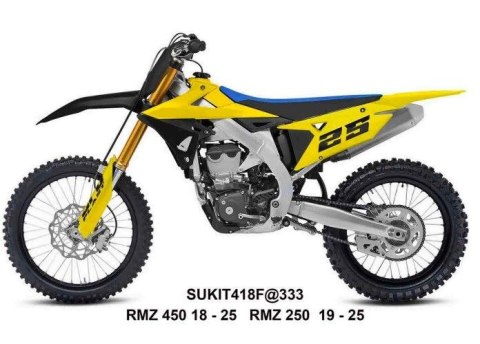 UFO 2025/11 KOMPLET PLASTIKÓW (FULL KIT) Z OSŁONAMI TELESKOPÓW (AMORTYZATORÓW) SUZUKI RMZ 250 '19-'25, RMZ 450 '18-'25 KOLOR ŻÓŁ