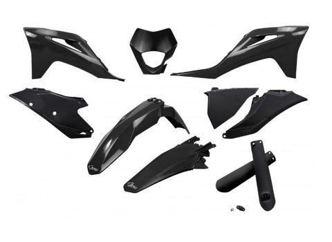 UFO KOMPLET PLASTIKÓW (FULL KIT) Z OSŁONAMI TELESKOPÓW (AMORTYZATORÓW) GAS GAS EC / EC-F 250 / 300 / 350 '21-'23 KOLOR CZARNY
