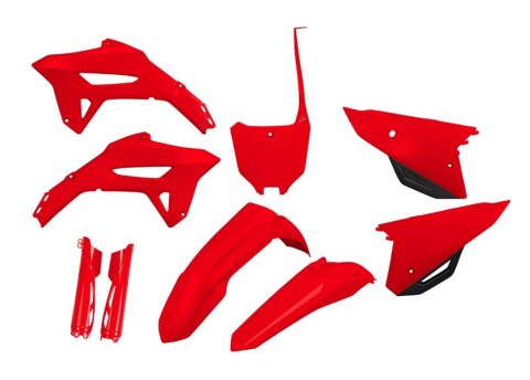 UFO KOMPLET PLASTIKÓW (FULL KIT) Z OSŁONAMI TELESKOPÓW (AMORTYZATORÓW) HONDA CRF 250 R '22-'24, CRF 450 R '21-'24 KOLOR OEM CZER