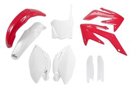 UFO KOMPLET PLASTIKÓW (FULL KIT) Z OSŁONAMI TELESKOPÓW (AMORTYZATORÓW) HONDA CRF 250R '08-09, KOLOR OEM '09 (CZERWONY/BIAŁY)