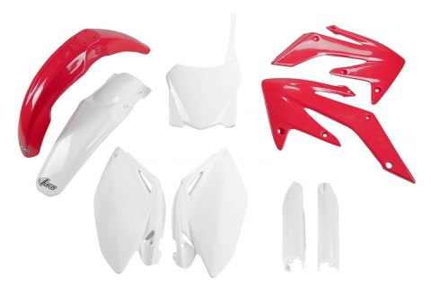 UFO KOMPLET PLASTIKÓW (FULL KIT) Z OSŁONAMI TELESKOPÓW (AMORTYZATORÓW) HONDA CRF 250R '08-09, KOLOR OEM '09 (CZERWONY/BIAŁY)