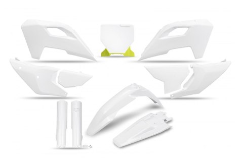 UFO KOMPLET PLASTIKÓW (FULL KIT) Z OSŁONAMI TELESKOPÓW (AMORTYZATORÓW) HUSQVARNA TC 125 / 250 '23-'24, FC 250 / 350 / 450 '23-'2