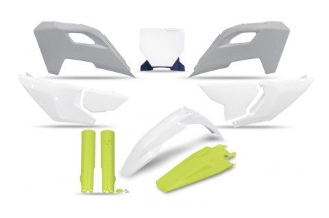 UFO KOMPLET PLASTIKÓW (FULL KIT) Z OSŁONAMI TELESKOPÓW (AMORTYZATORÓW) HUSQVARNA TC 125 / 250 '23-'24, FC 250 / 350 / 450 '23-'2