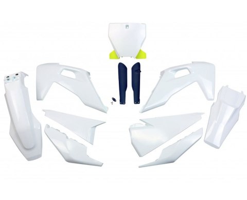 UFO KOMPLET PLASTIKÓW (FULL KIT) Z OSŁONAMI TELESKOPÓW (AMORTYZATORÓW) HUSQVARNA TC 125/250 '19-'22, FC 250/350/450 '19-'22 KOLO