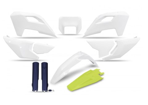 UFO KOMPLET PLASTIKÓW (FULL KIT) Z OSŁONAMI TELESKOPÓW (AMORTYZATORÓW) HUSQVARNA TE 150 / 250 / 300 '24-'25, FE 250 / 350 / 450 