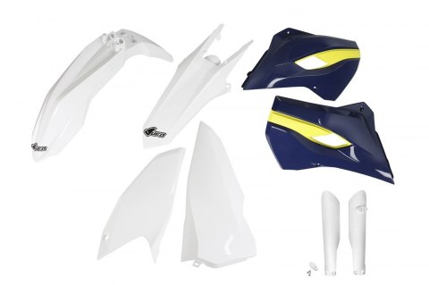 UFO KOMPLET PLASTIKÓW (FULL KIT) Z OSŁONAMI TELESKOPÓW (AMORTYZATORÓW) HUSQVARNA TE/FE 125/250/300/350/450 '15-'16 KOLOR OEM '15