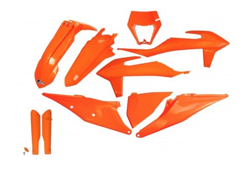 UFO KOMPLET PLASTIKÓW (FULL KIT) Z OSŁONAMI TELESKOPÓW (AMORTYZATORÓW) KTM EXC 125 '20-'21, EXC 250 / 300 TPI '20-'23, EXC-F 250