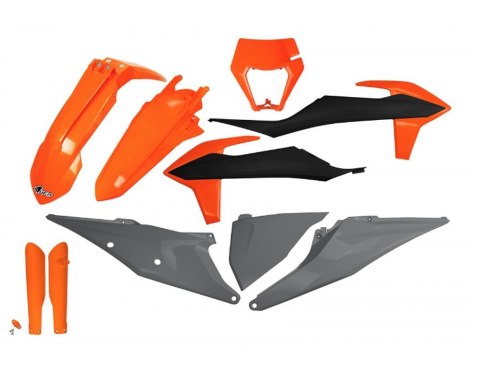 UFO KOMPLET PLASTIKÓW (FULL KIT) Z OSŁONAMI TELESKOPÓW (AMORTYZATORÓW) KTM EXC 125 '20-'21, EXC 250 / 300 TPI '20-'23, EXC-F 250