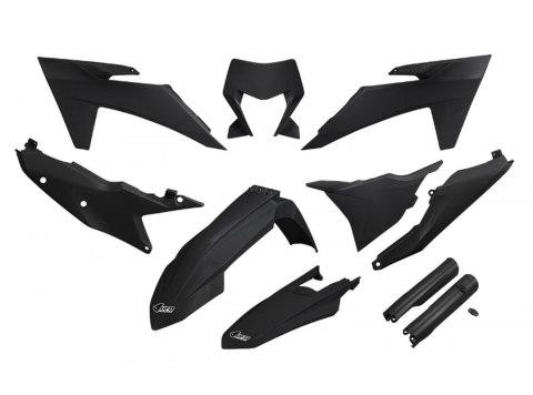 UFO KOMPLET PLASTIKÓW (FULL KIT) Z OSŁONAMI TELESKOPÓW (AMORTYZATORÓW) KTM EXC 150 / 250 / 300 TBI '24-'25, EXC-F 250 / 350 / 45