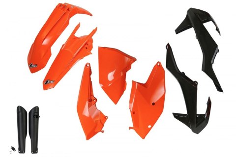 UFO KOMPLET PLASTIKÓW (FULL KIT) Z OSŁONAMI TELESKOPÓW (AMORTYZATORÓW) KTM EXC/EXC-F TPI '17-'19, KOLOR OEM '17 I '19 OEM (POMAR