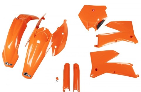 UFO KOMPLET PLASTIKÓW (FULL KIT) Z OSŁONAMI TELESKOPÓW (AMORTYZATORÓW) KTM SX '05-'06, EXC '05-'07 KOLOR POMARAŃCZOWY (KT503E127