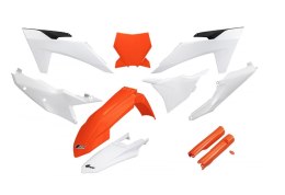 UFO KOMPLET PLASTIKÓW (FULL KIT) Z OSŁONAMI TELESKOPÓW (AMORTYZATORÓW) KTM SX 125 / 250 / 300 TBI '23-'24, SX-F 250 / 350 / 450 