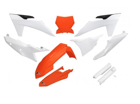 UFO KOMPLET PLASTIKÓW (FULL KIT) Z OSŁONAMI TELESKOPÓW (AMORTYZATORÓW) KTM SX 125 / 250 / 300 TBI '23-'24, SX-F 250 / 350 / 450 