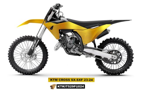 UFO KOMPLET PLASTIKÓW (FULL KIT) Z OSŁONAMI TELESKOPÓW (AMORTYZATORÓW) KTM SX 125 / 250 / 300 TBI '23-'24, SX-F 250 / 350 / 450 