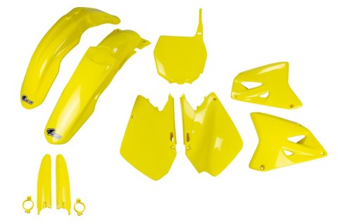 UFO KOMPLET PLASTIKÓW (FULL KIT) Z OSŁONAMI TELESKOPÓW (AMORTYZATORÓW) SUZUKI RM 125 / 250 '01-'22 KOLOR ŻÓŁTY
