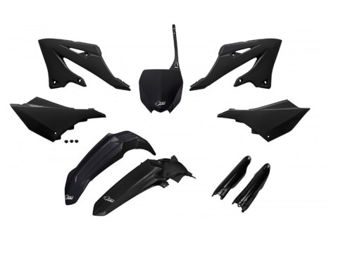 UFO KOMPLET PLASTIKÓW (FULL KIT) Z OSŁONAMI TELESKOPÓW (AMORTYZATORÓW) YAMAHA YZ 125 / 250 '22-'26 KOLOR CZARNY