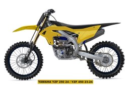 UFO KOMPLET PLASTIKÓW (FULL KIT) Z OSŁONAMI TELESKOPÓW (AMORTYZATORÓW) YAMAHA YZF 250 '24-'26, YZF 450 '23-'25 KOLOR ZŁOTY - WYP