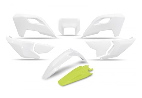 UFO KOMPLET PLASTIKÓW HUSQVARNA TE 150 / 250 / 300 '24-'25, FE 250 / 350 / 450 / 501 '24-'25, KOLOR OEM BIAŁY ŻÓŁTY