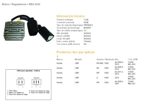 DZE REGULATOR NAPIĘCIA HONDA CBR 1000RR FIREBLADE '04-'15 (50A) (31600-MFL-D01; 31600-MEL-A21) (ESR680;ESR439)