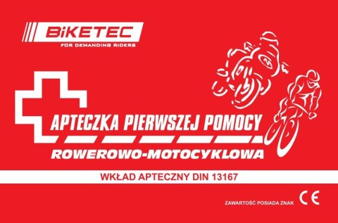 BIKETEC PRO APTECZKA MOTOCYKLOWO-ROWEROWA KOMPLETNA (DIN13167) KOLOR CZERWONY