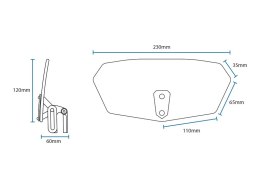 OXFORD WINDSHIELD DEFLEKTOR REGULOWANY NA SZYBĘ PRZYCIEMNIANY (DYMIONY) (SMOKED) 260 x 125MM - drobne rysy