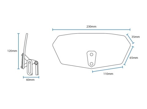 OXFORD WINDSHIELD DEFLEKTOR REGULOWANY NA SZYBĘ PRZYCIEMNIANY (DYMIONY) (SMOKED) 260 x 125MM - drobne rysy
