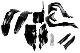 UFO KOMPLET PLASTIKÓW (FULL KIT) Z OSŁONAMI TELESKOPÓW (AMORTYZATORÓW) KAWASAKI KXF 250 '21-24, KXF 450 '19-23 KOLOR CZARNY