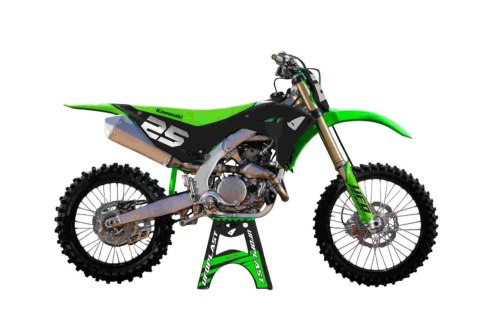 UFO KOMPLET PLASTIKÓW (FULL KIT) Z OSŁONAMI TELESKOPÓW (AMORTYZATORÓW) KAWASAKI KXF 250 '25, KXF 450'24-'26, KX 450X '24-'26 KOL